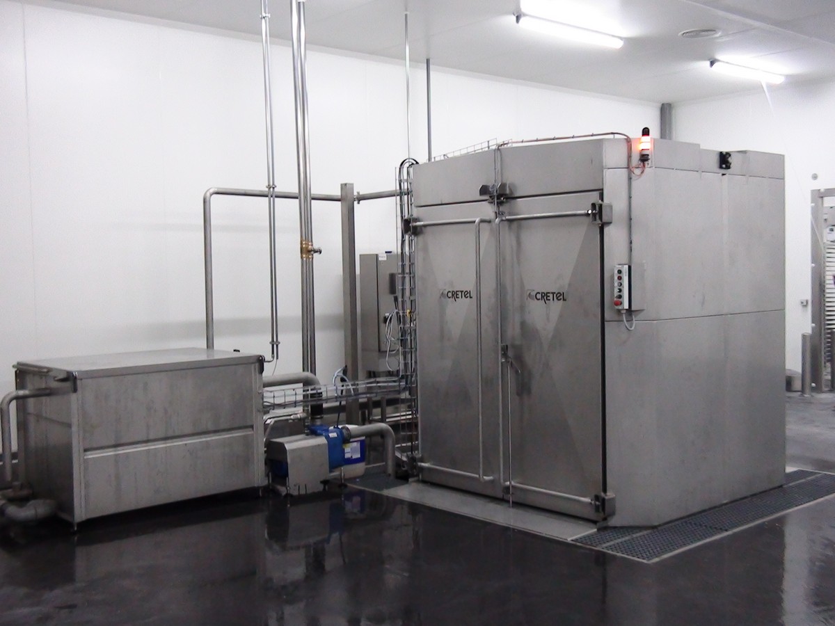 Rack and trolley washer salmón